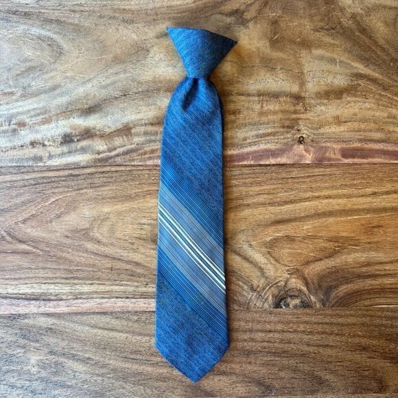Children's Vintage 12-Inch Blue Striped Clip-On Tie - Picture 1 of 6